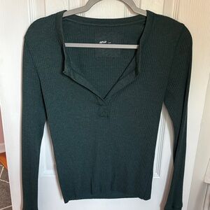 Aerie Women's Deep Green Long Sleeve Top